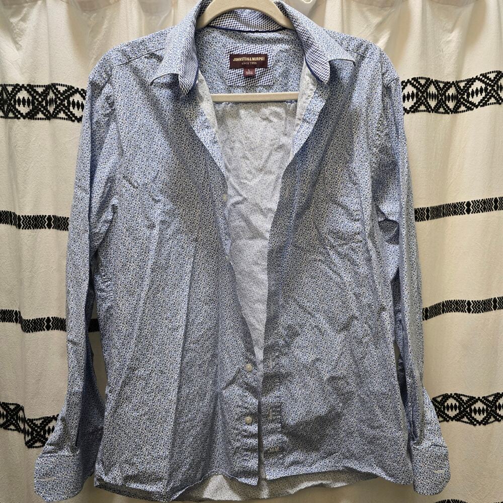 Johnston & Murphy men's long sleeve button-down collared dress shirt floral L